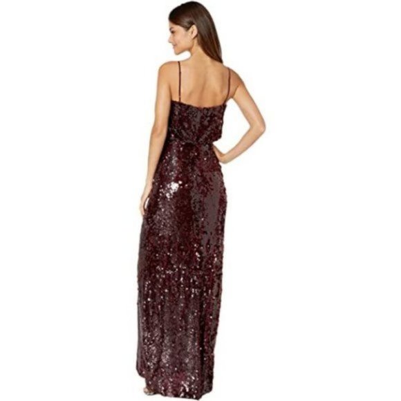 NWT WAYF Sequin Evening Gown Maroon Sparkle - Picture 3 of 10